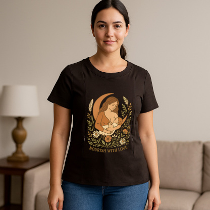 Zipper Nursing Tee | Nourish Graphic | Soft Cotton Brea | brand