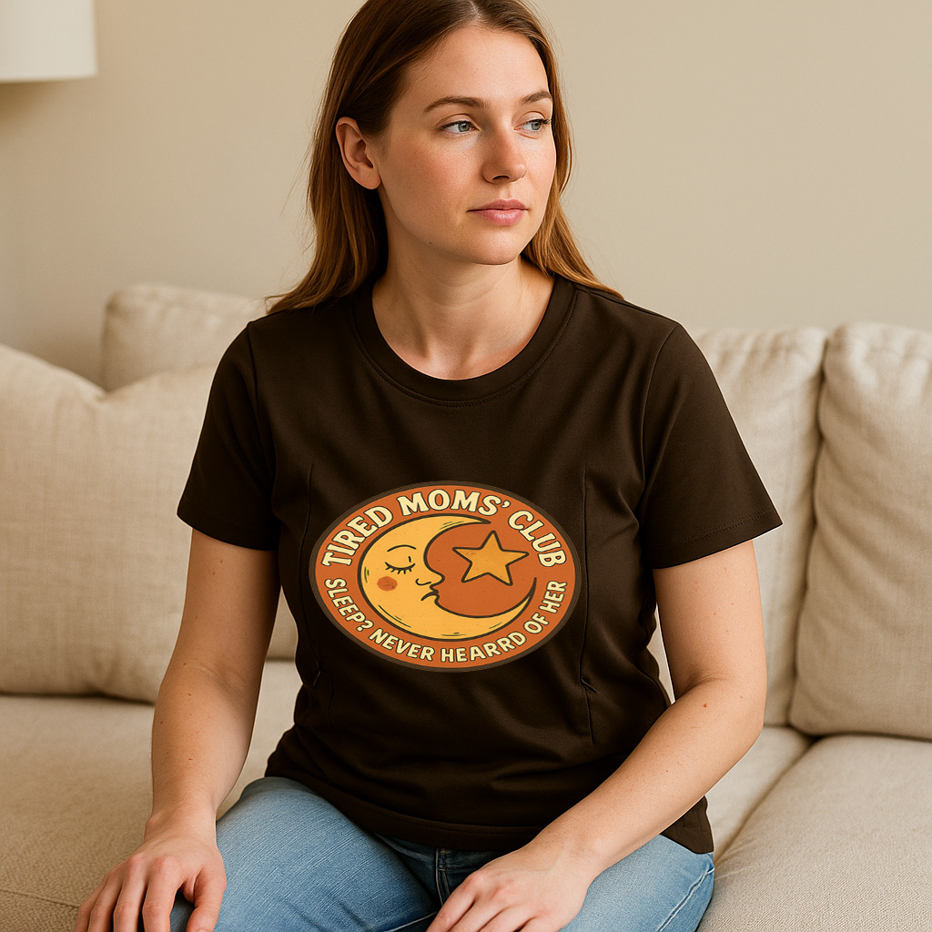 Funny Nursing Tee for New Moms | "Sleep? Never Heard of | brand