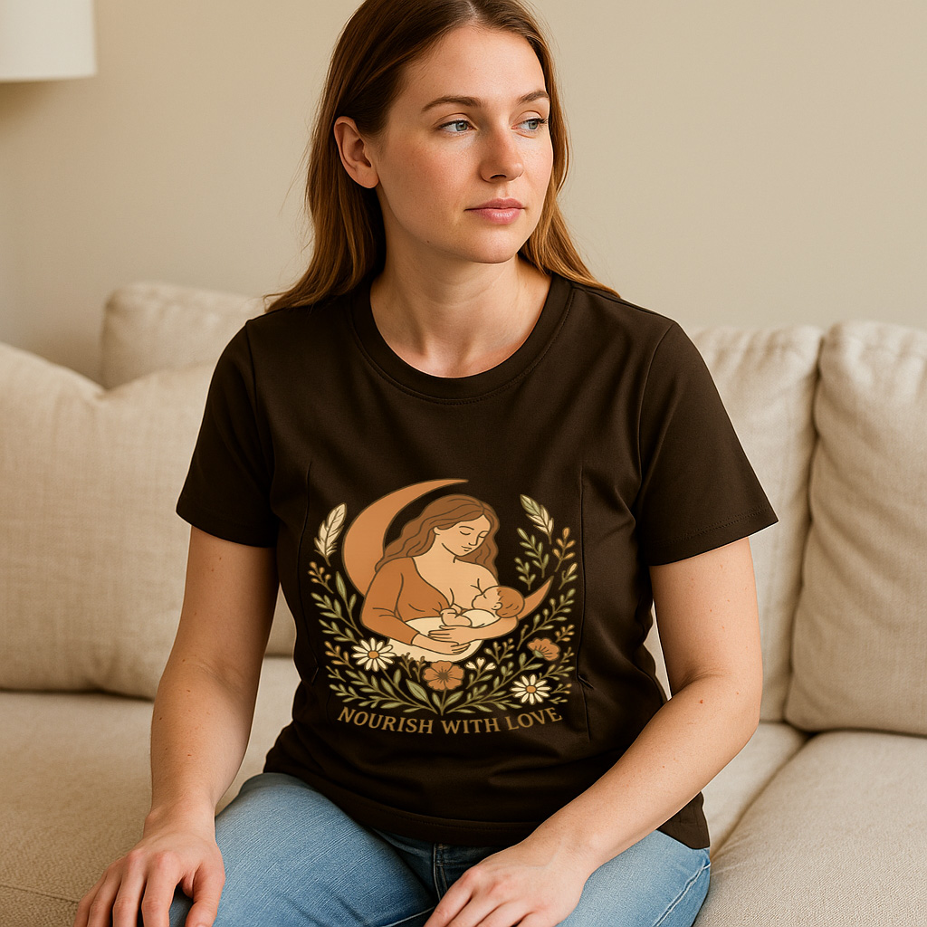 Zipper Nursing Tee | Nourish Graphic | Soft Cotton Brea | brand