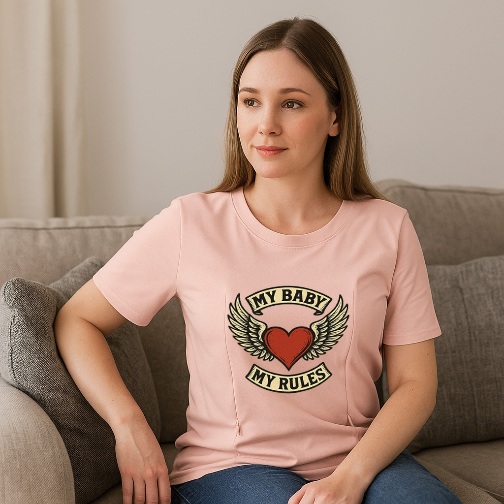 Zipper Nursing T-Shirt | "My Baby My Rules" Slogan | So | brand