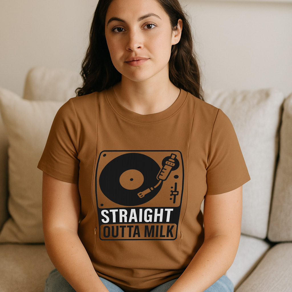 Funny Nursing Tee | "Straight Outta Milk" Slogan with S | brand