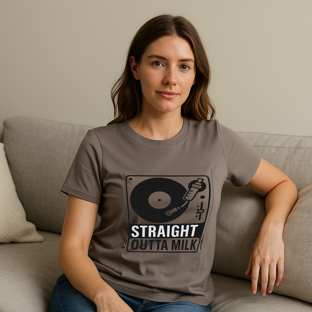 Funny Nursing Tee | "Straight Outta Milk" Slogan with S | brand