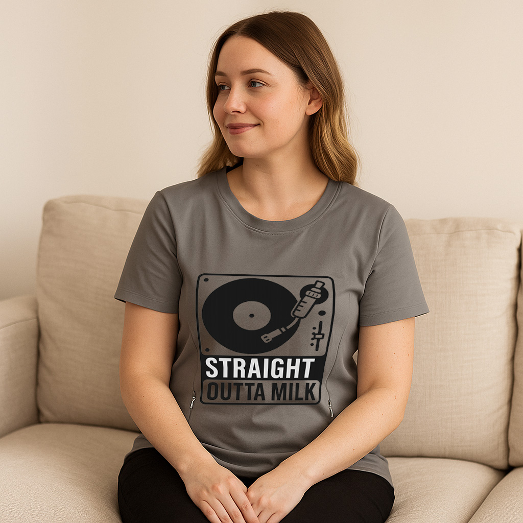 Funny Nursing Tee | "Straight Outta Milk" Slogan with S | brand