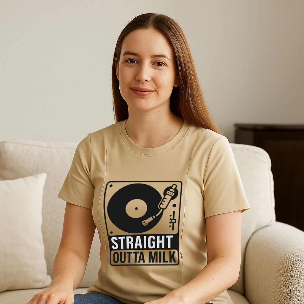 Funny Nursing Tee | "Straight Outta Milk" Slogan with S | brand