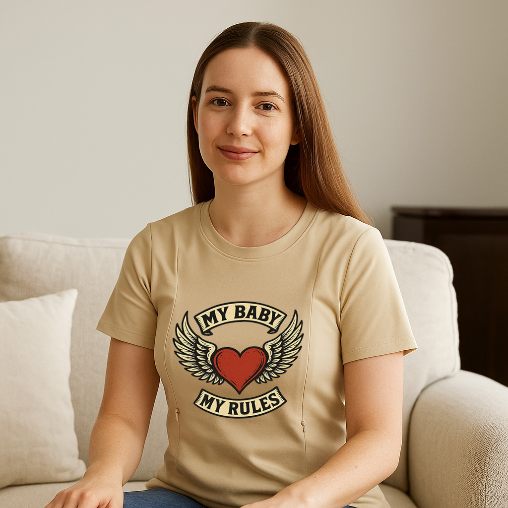 Zipper Nursing T-Shirt | "My Baby My Rules" Slogan | So | brand