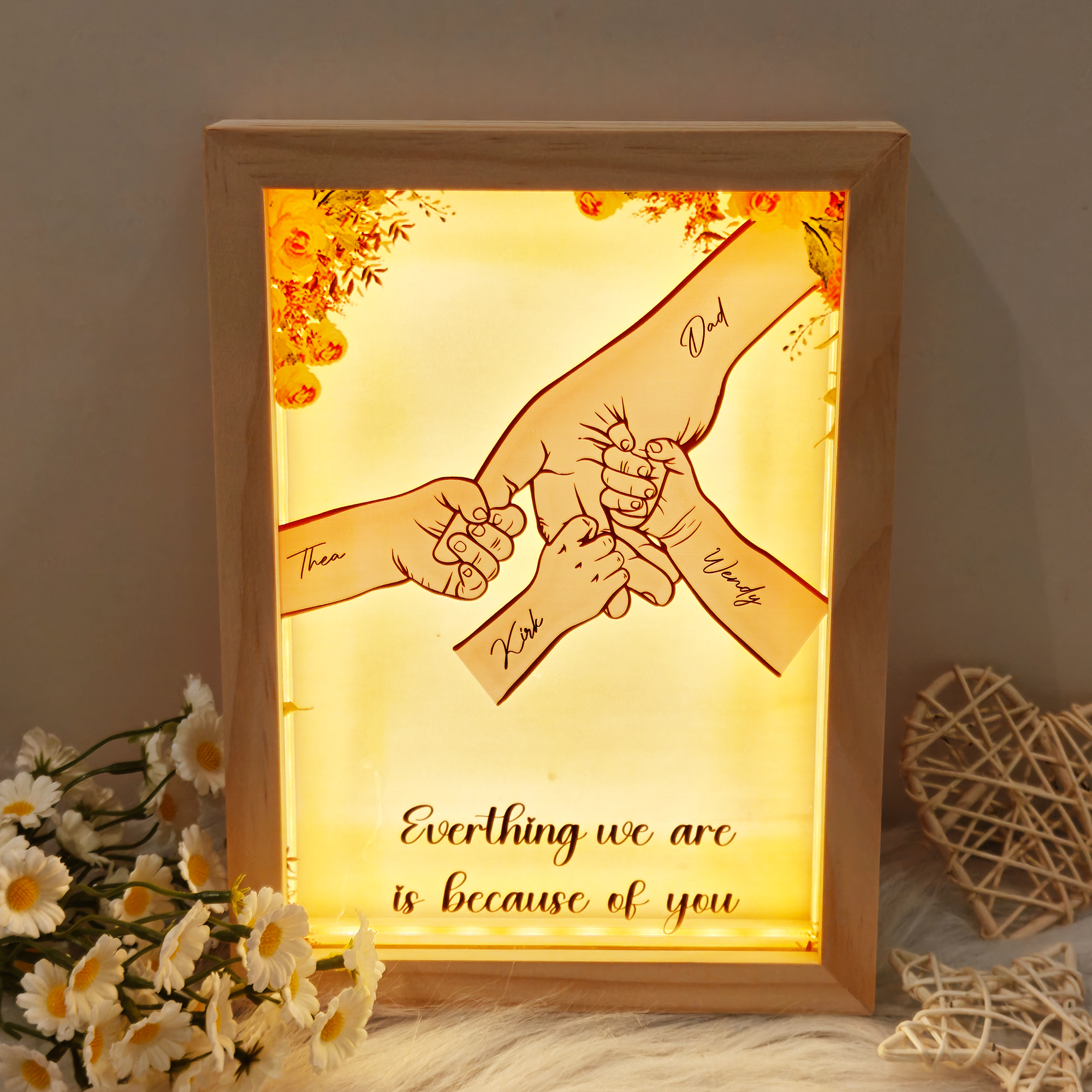 Dad Everything We Are Is Because Of You -  Personalized frame lightbox