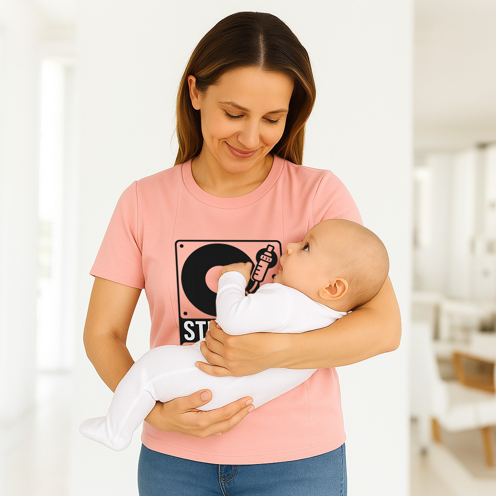 Funny Nursing Tee | "Straight Outta Milk" Slogan with S | brand