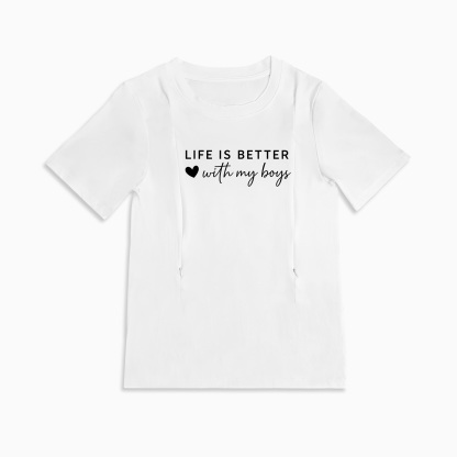 Mom Breastfeeding Nursing T-Shirt - LIFE IS BETTER