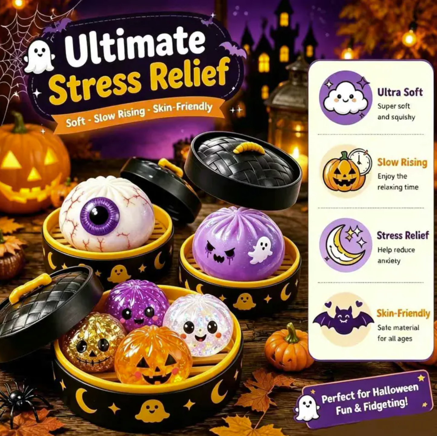 2026 Halloween New Ghost Squishy Toys-6psc