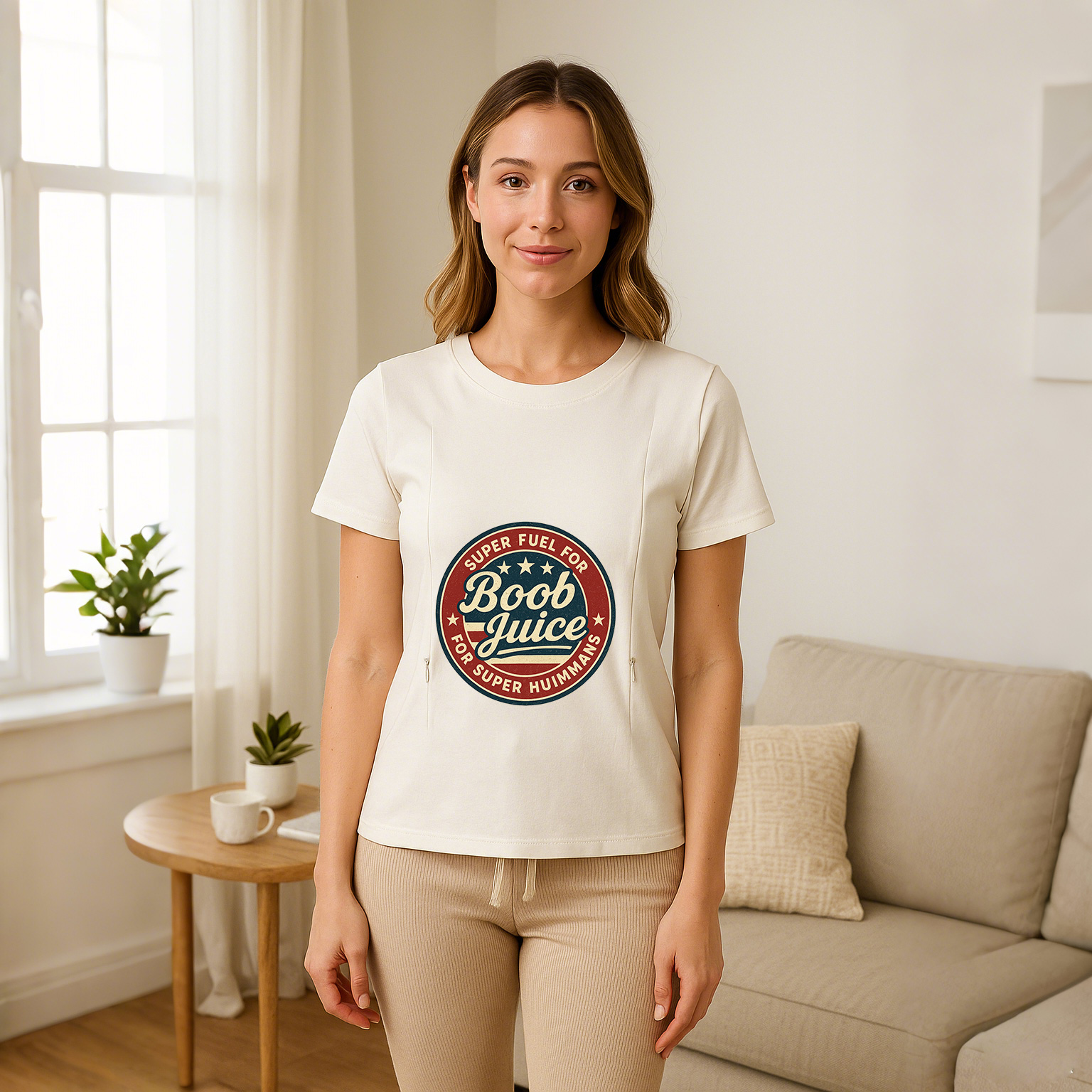 Funny Nursing Tee "Boob Juice" | Soft Cotton Shirt with | brand