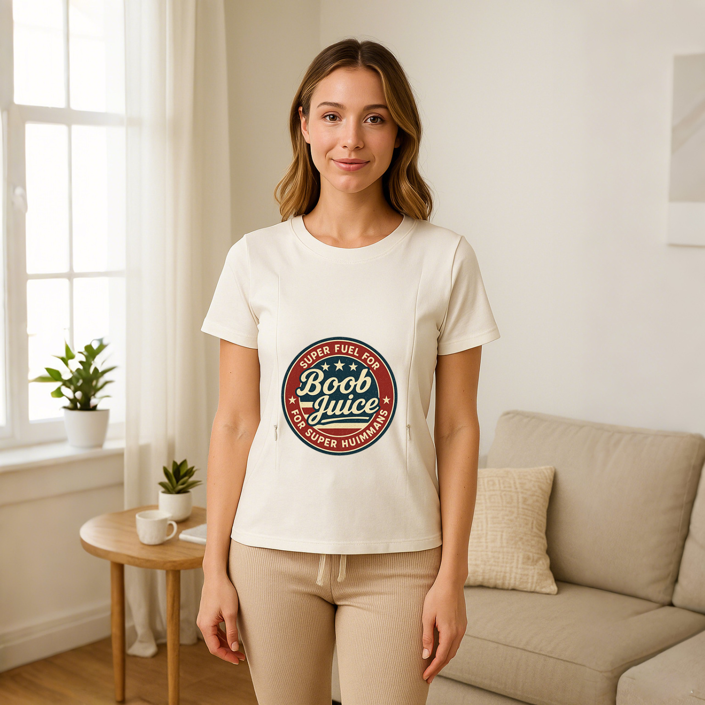 Funny Nursing Tee "Boob Juice" | Soft Cotton Shirt with | brand