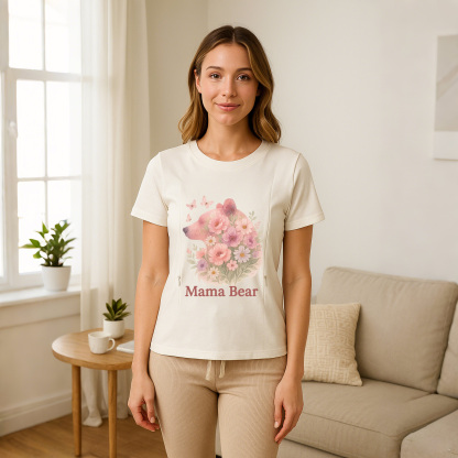 Mama Bear Zipper Nursing Top | Soft 95% Cotton Breastfe | brand