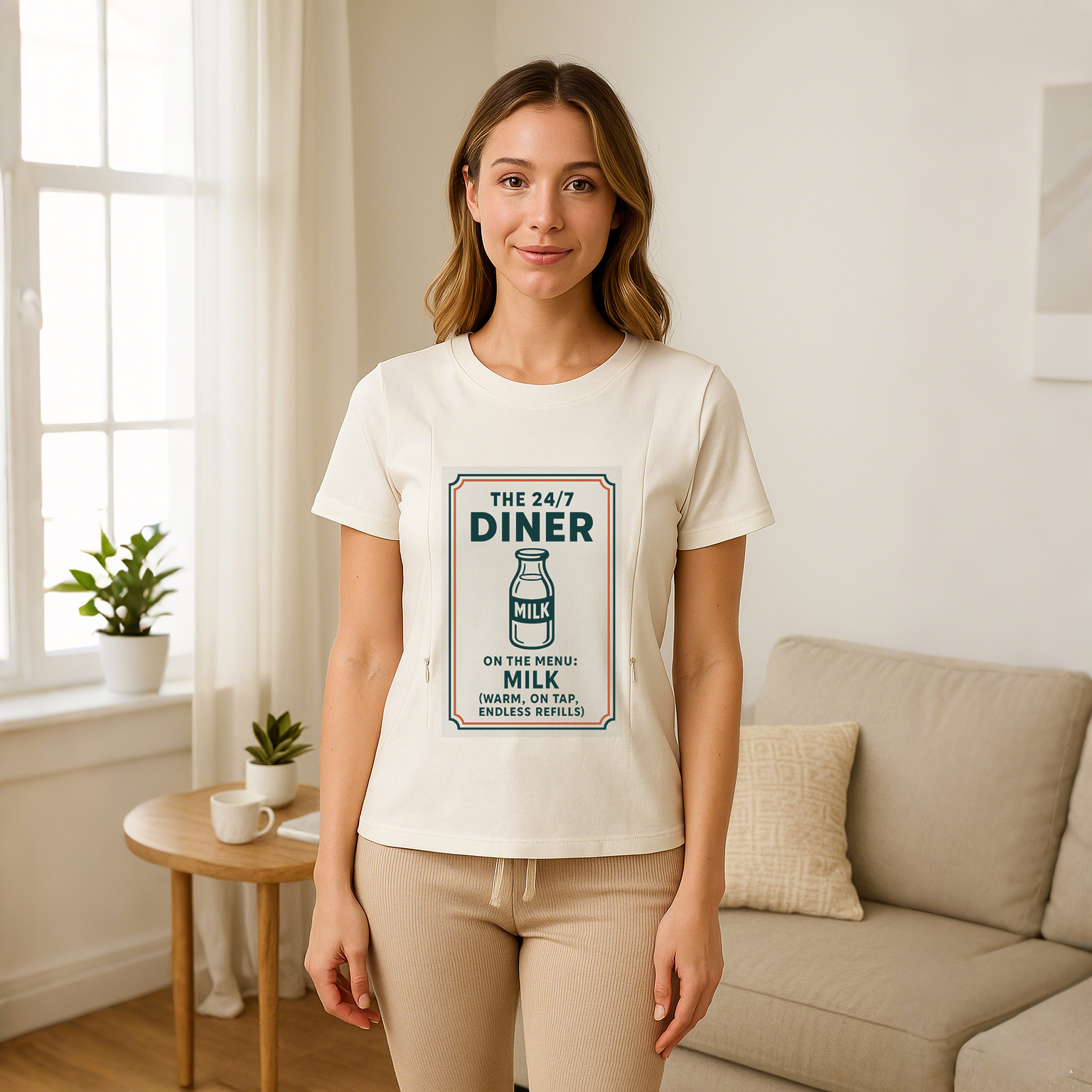 Funny Nursing Tee "24/7 Diner" | Cotton Shirt with Zipp | totkeeps