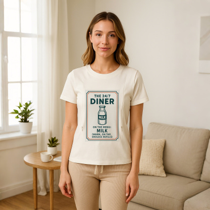 Funny Nursing Tee "24/7 Diner" | Cotton Shirt with Zipp | totkeeps