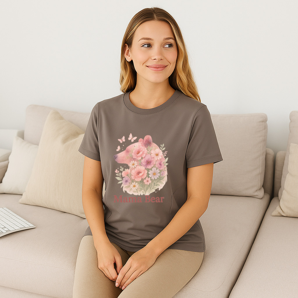 Mama Bear Zipper Nursing Top | Soft 95% Cotton Breastfe | brand