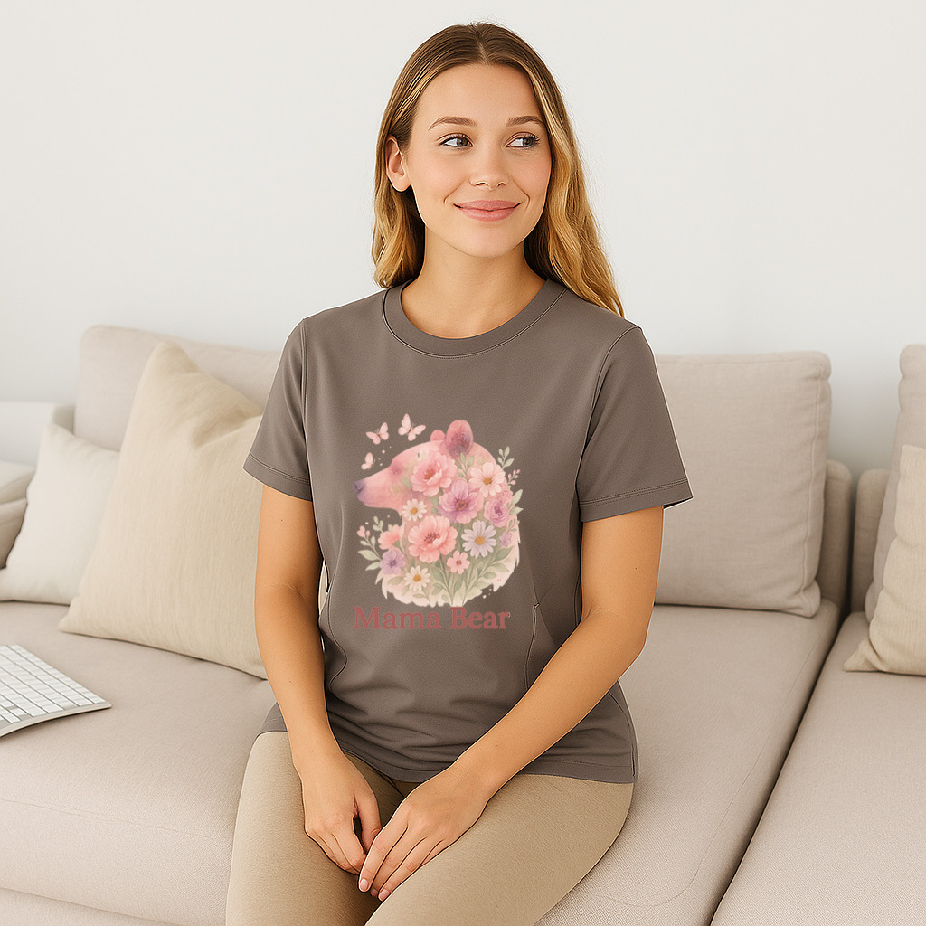 Mama Bear Zipper Nursing Top | Soft 95% Cotton Breastfe | brand