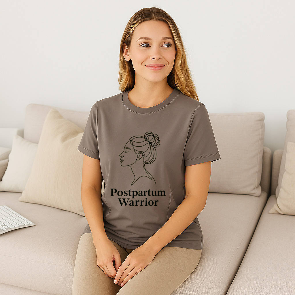 Postpartum Warrior Nursing Tee | Side Zipper for Easy B | brand