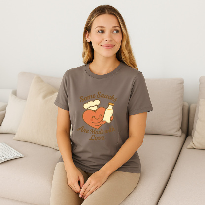 Zipper Nursing T-Shirt | "Snacks Made with Love" Slogan | brand