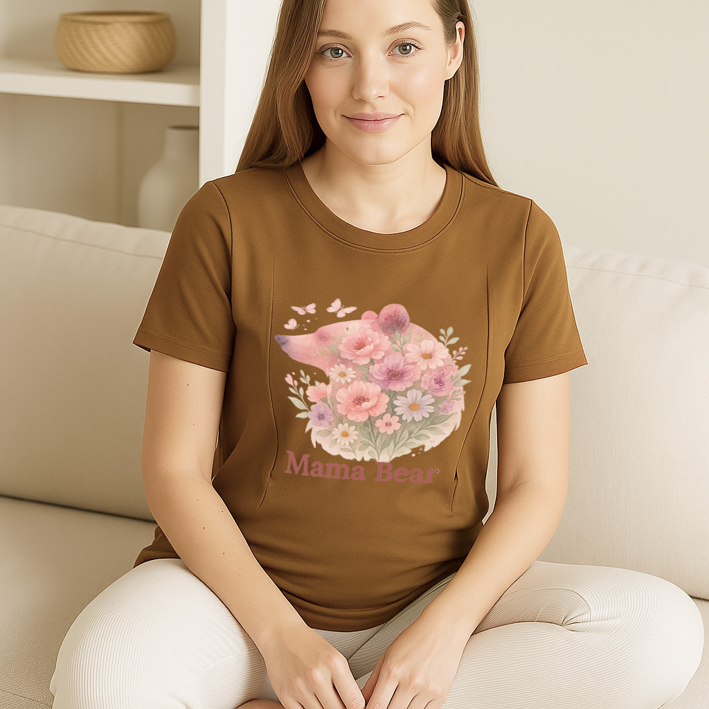 Mama Bear Zipper Nursing Top | Soft 95% Cotton Breastfe | brand