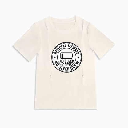 totkeeps No Sleep Crew Nursing Tee | Funny Cotton Breastfeeding Shirt