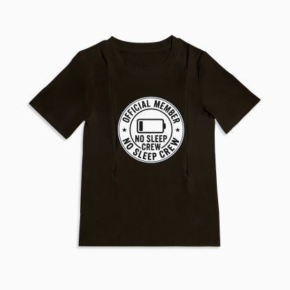 totkeeps No Sleep Crew Nursing Tee | Funny Cotton Breastfeeding Shirt