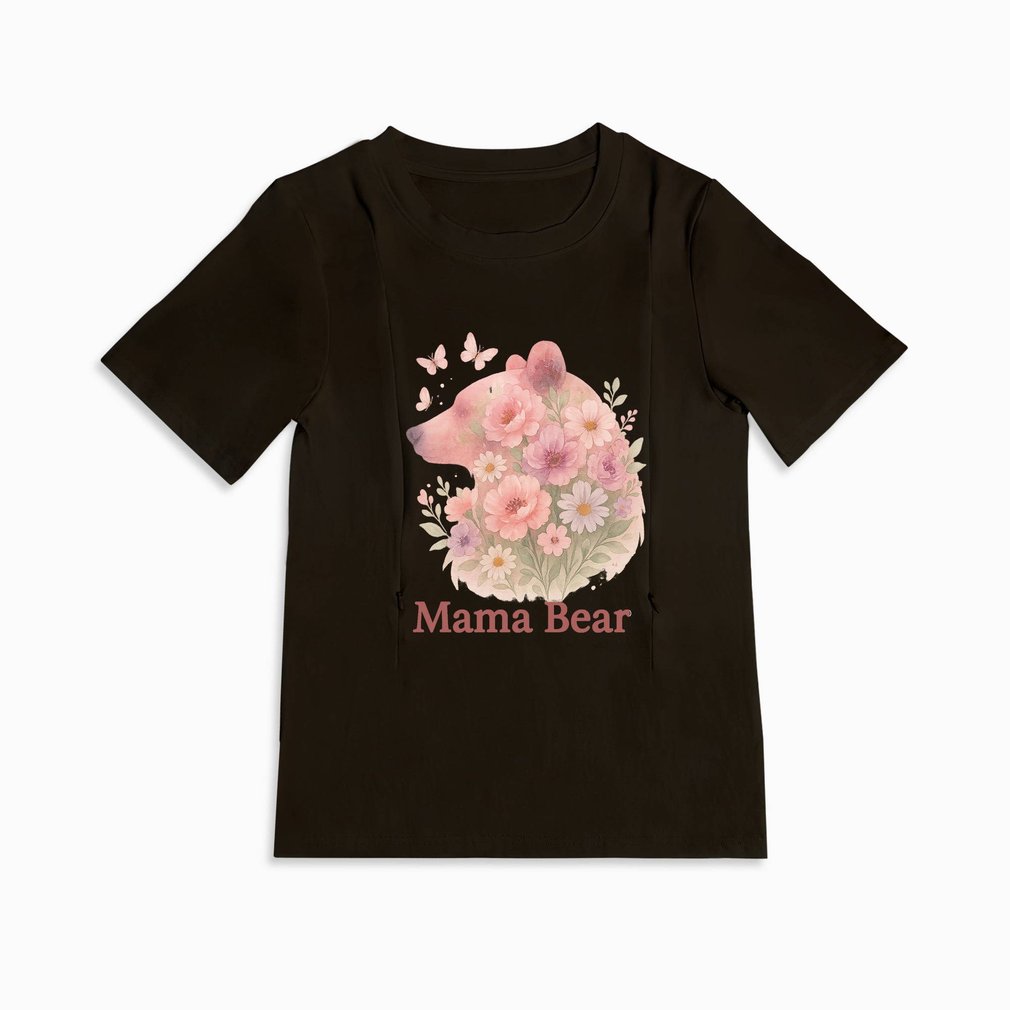 Mama Bear Zipper Nursing Top | Soft 95% Cotton Breastfeeding Shirt