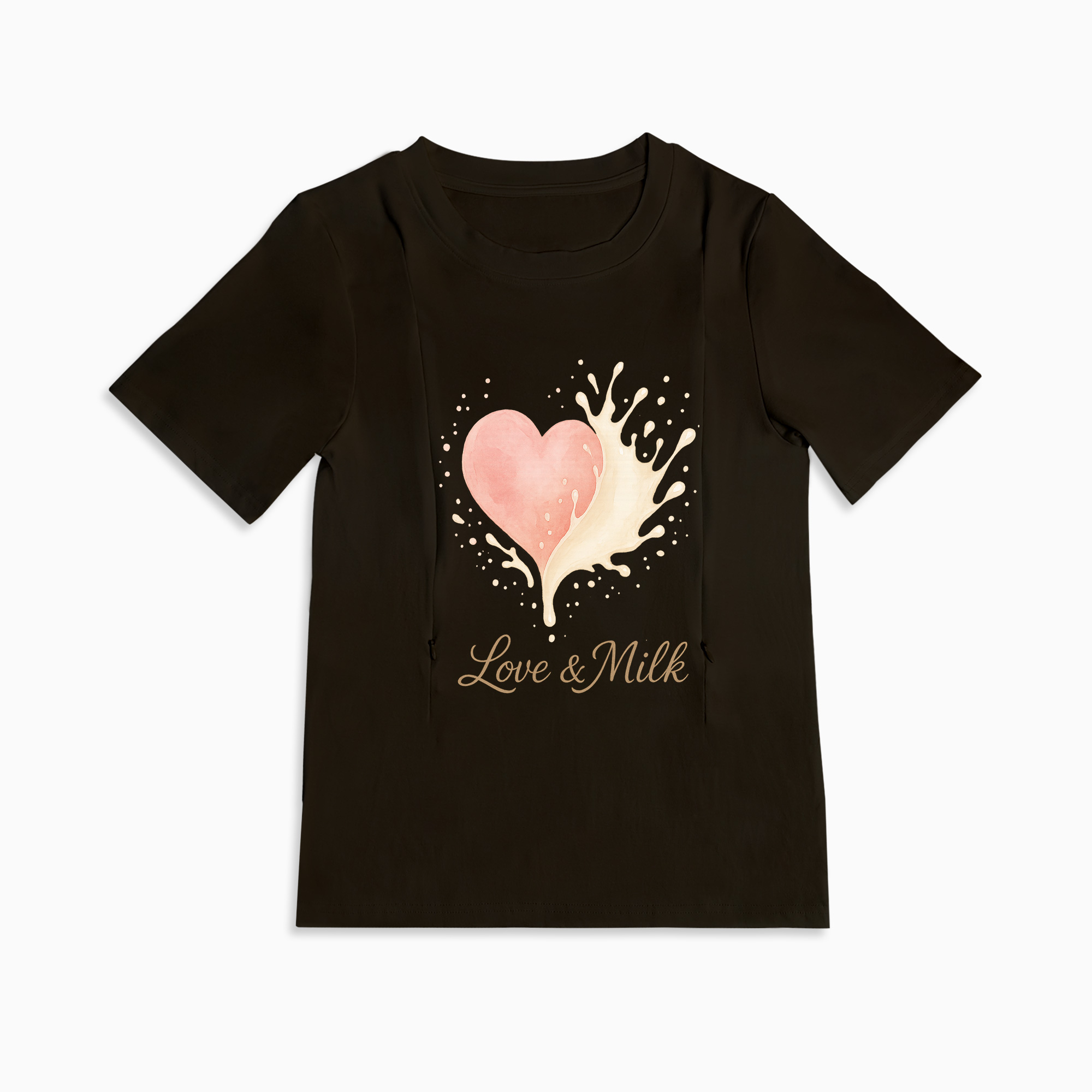 totkeeps Love & Milk Nursing Tee | Soft Cotton Side Zipper Top