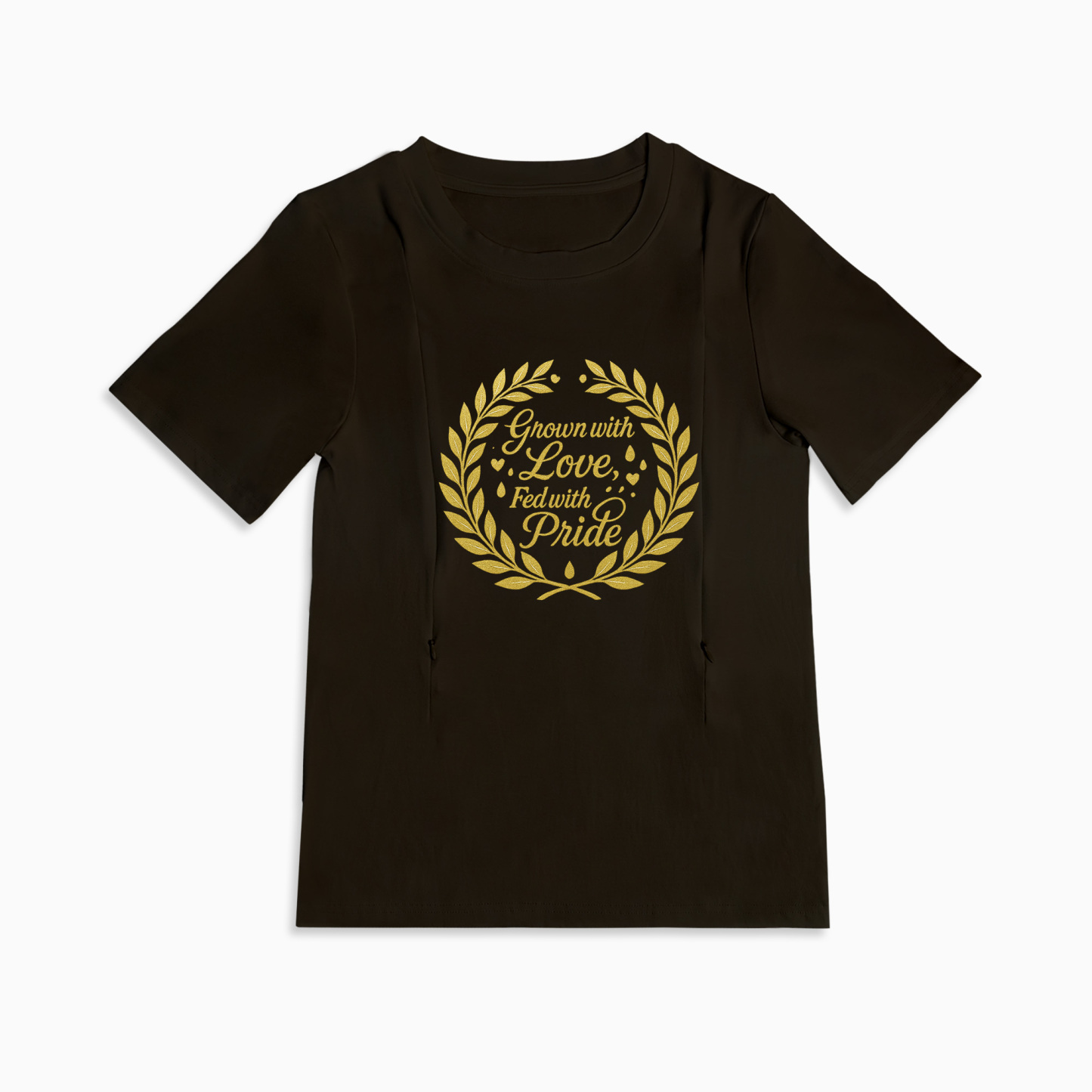 Zipper Nursing Shirt | "Grown with Love" Slogan Tee for | brand