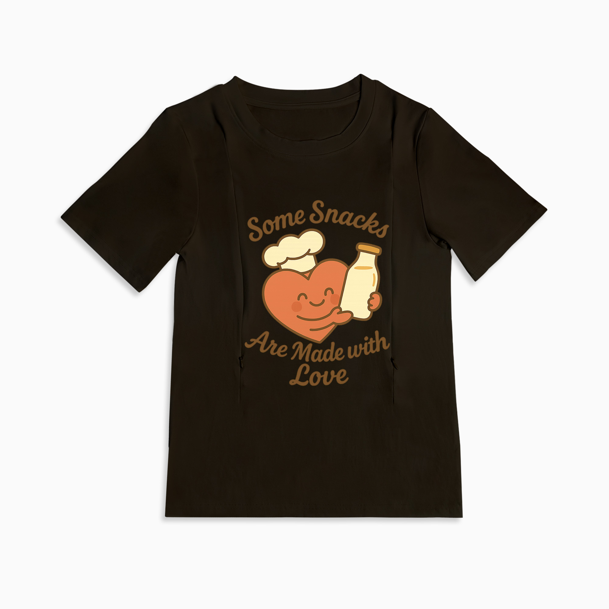 Zipper Nursing T-Shirt | "Snacks Made with Love" Slogan | Totkeeps
