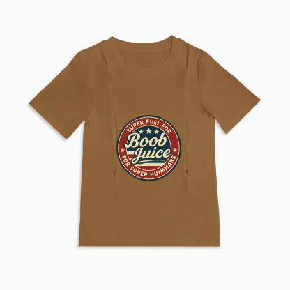 Funny Nursing Tee "Boob Juice" | Soft Cotton Shirt with Zipper Access