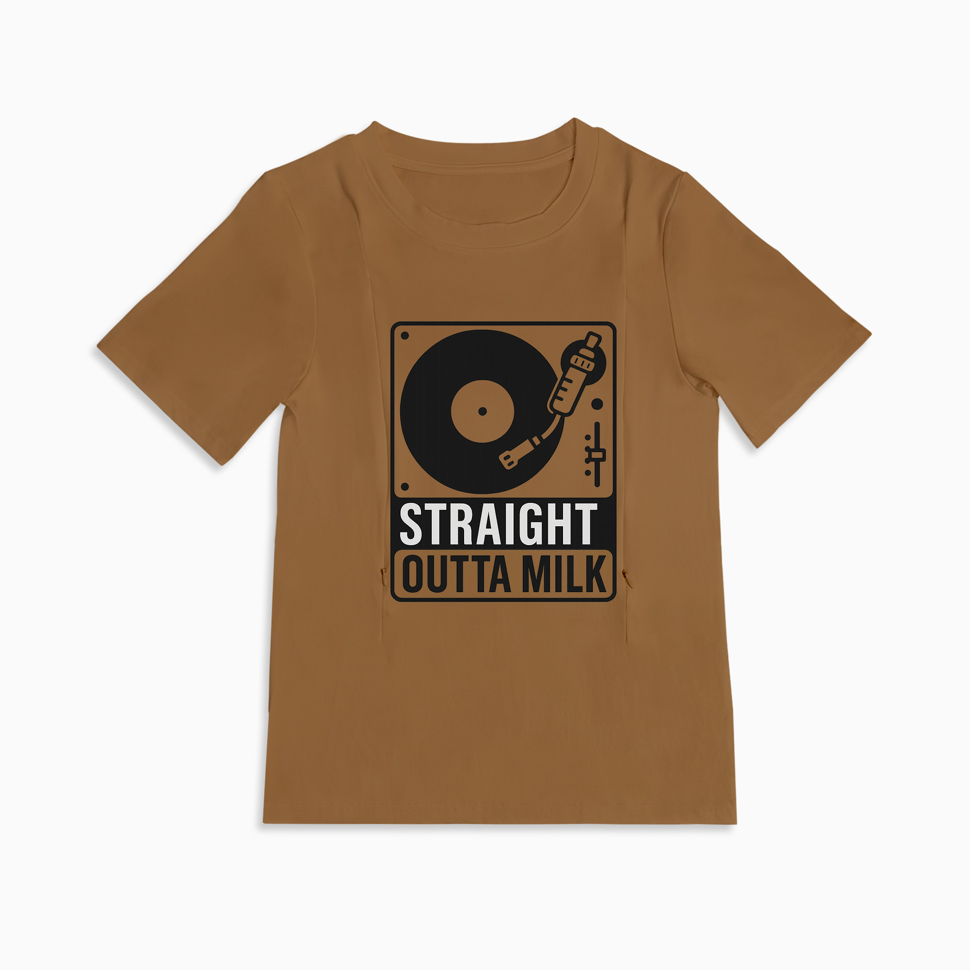 Funny Nursing Tee | "Straight Outta Milk" Slogan with Side Zippers