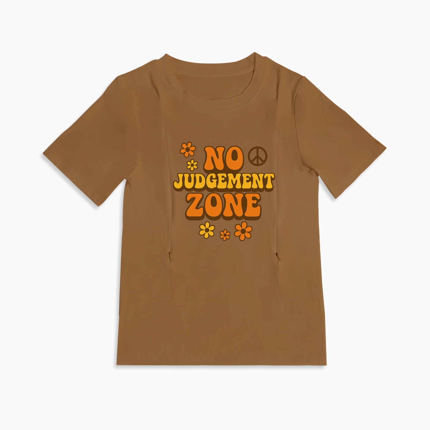 Zipper Nursing T-Shirt | "No Judgement Zone" Slogan | Soft Cotton