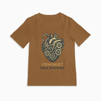 Zipper Nursing Shirt - Feminist Milk Machine Slogan | Soft Cotton for Mama & Baby