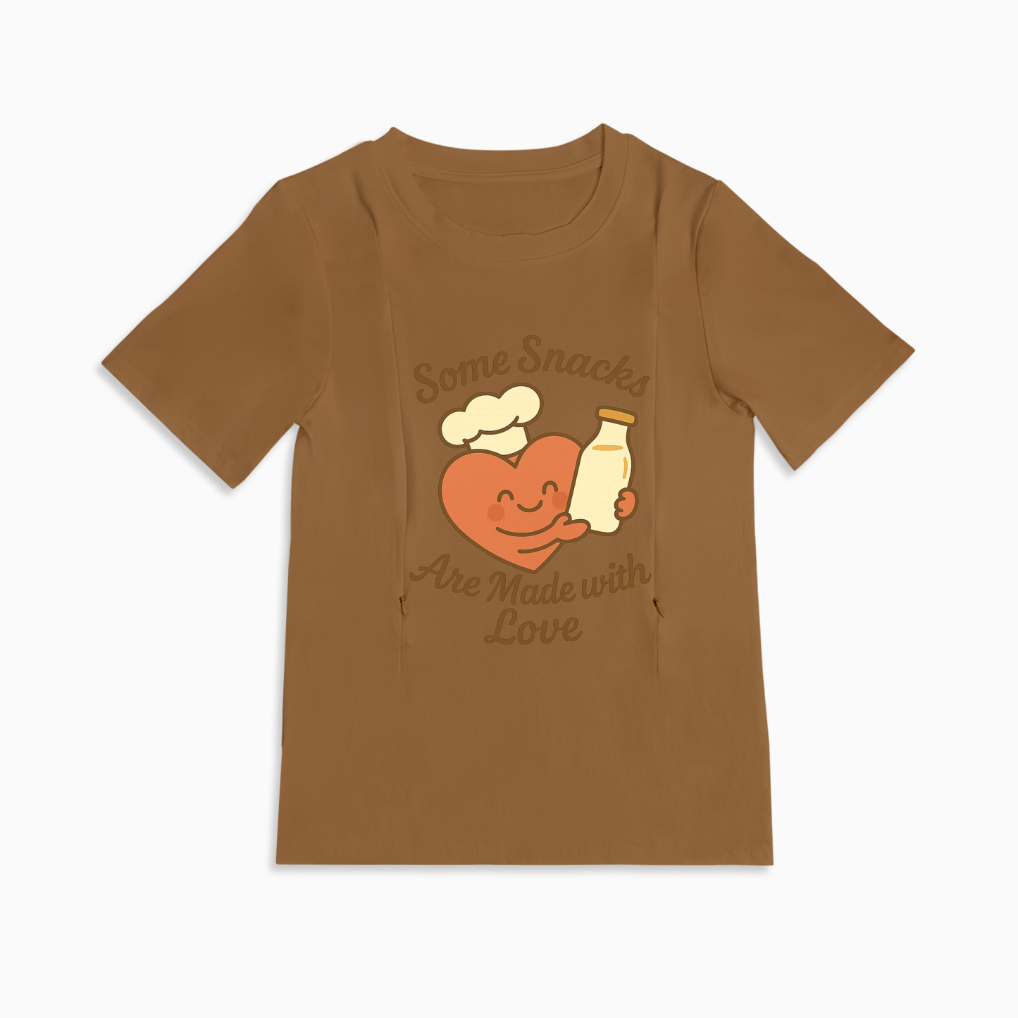 Zipper Nursing T-Shirt | "Snacks Made with Love" Slogan | Totkeeps