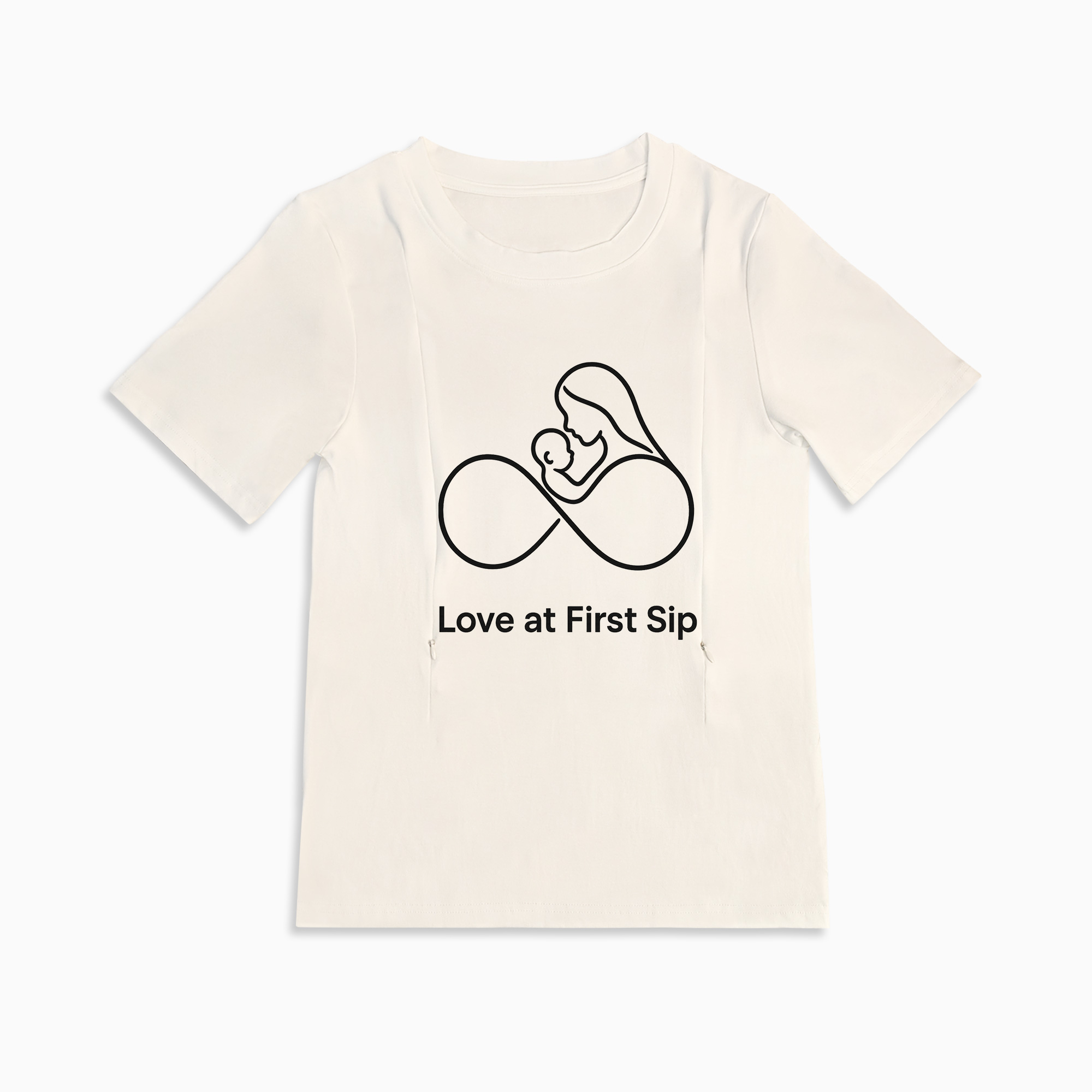 Zipper Nursing Tee | "Love at First Sip" Cute Slogan Shirt