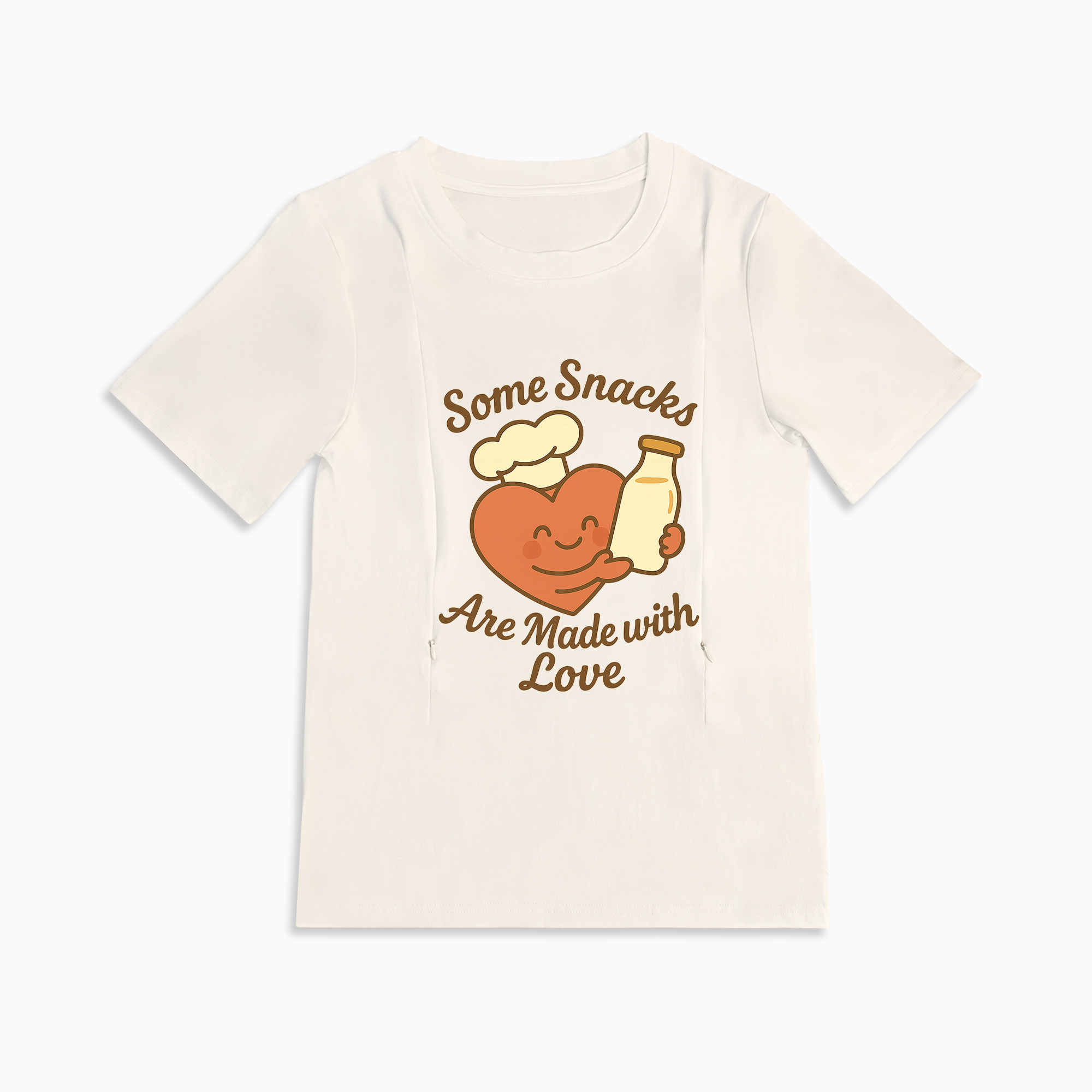 Zipper Nursing T-Shirt | "Snacks Made with Love" Slogan | Totkeeps