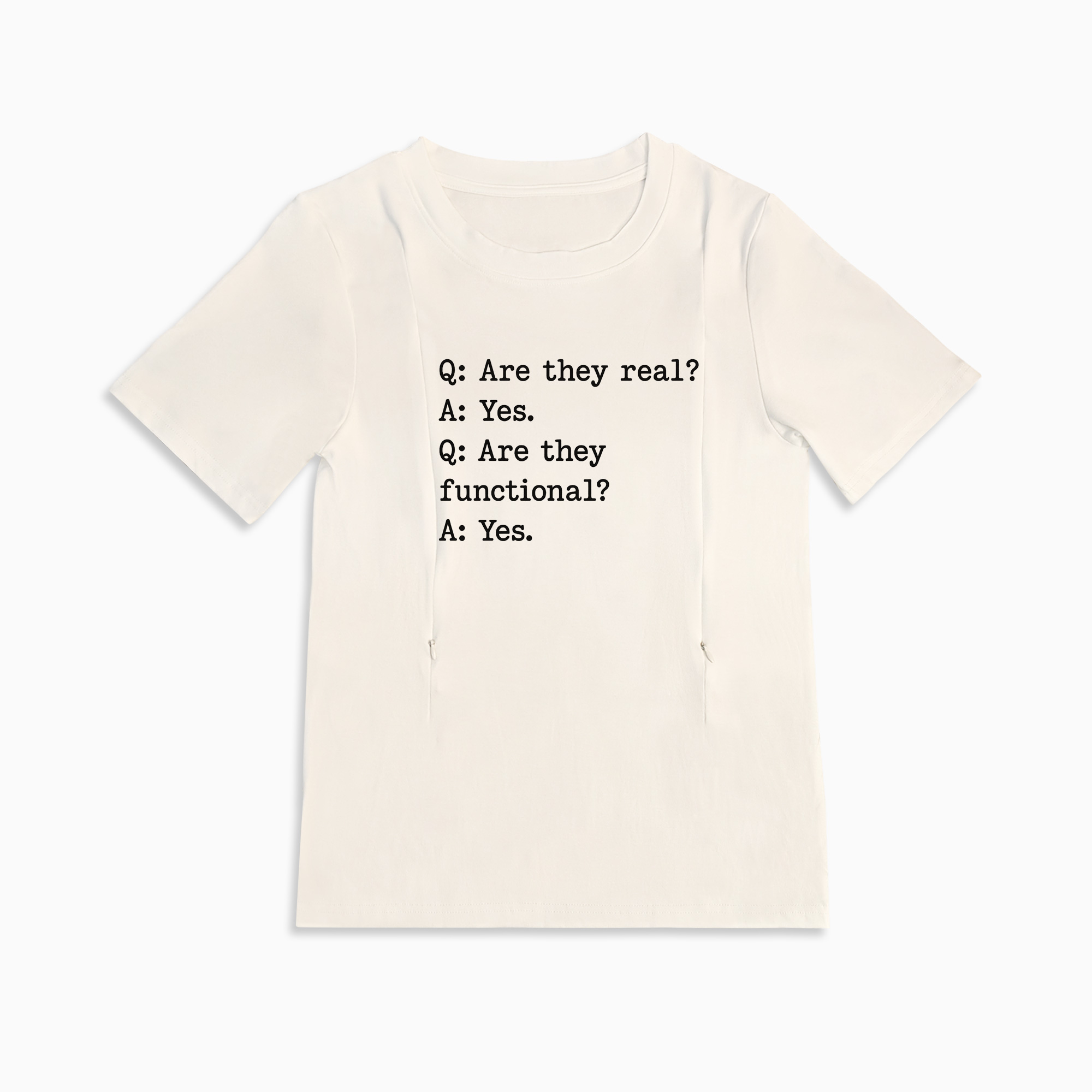 Zipper Nursing T-Shirt | "Yes They're Functional" Sloga | brand