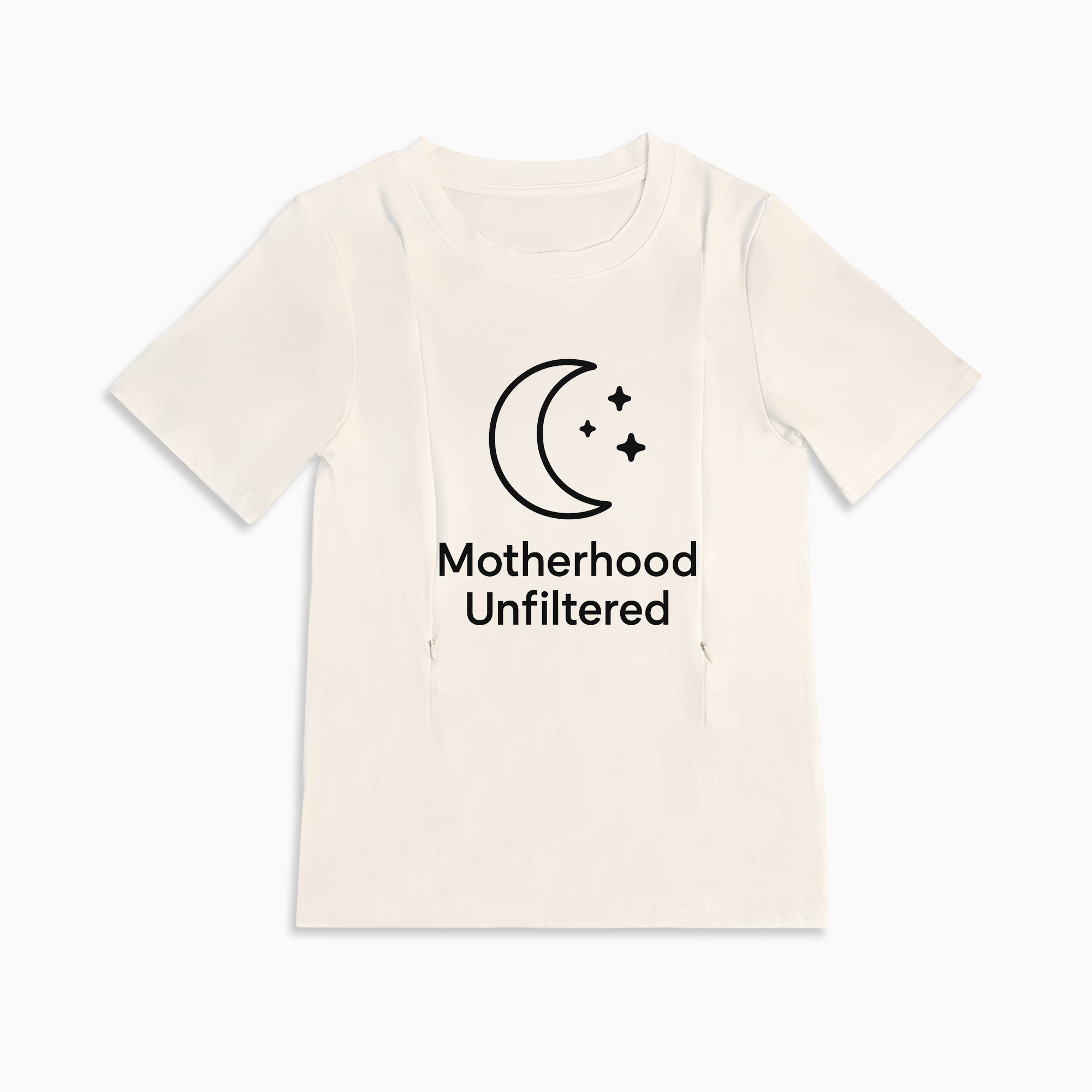 Zipper Nursing T-Shirt | "Motherhood Unfiltered" Funny Mom Slogan