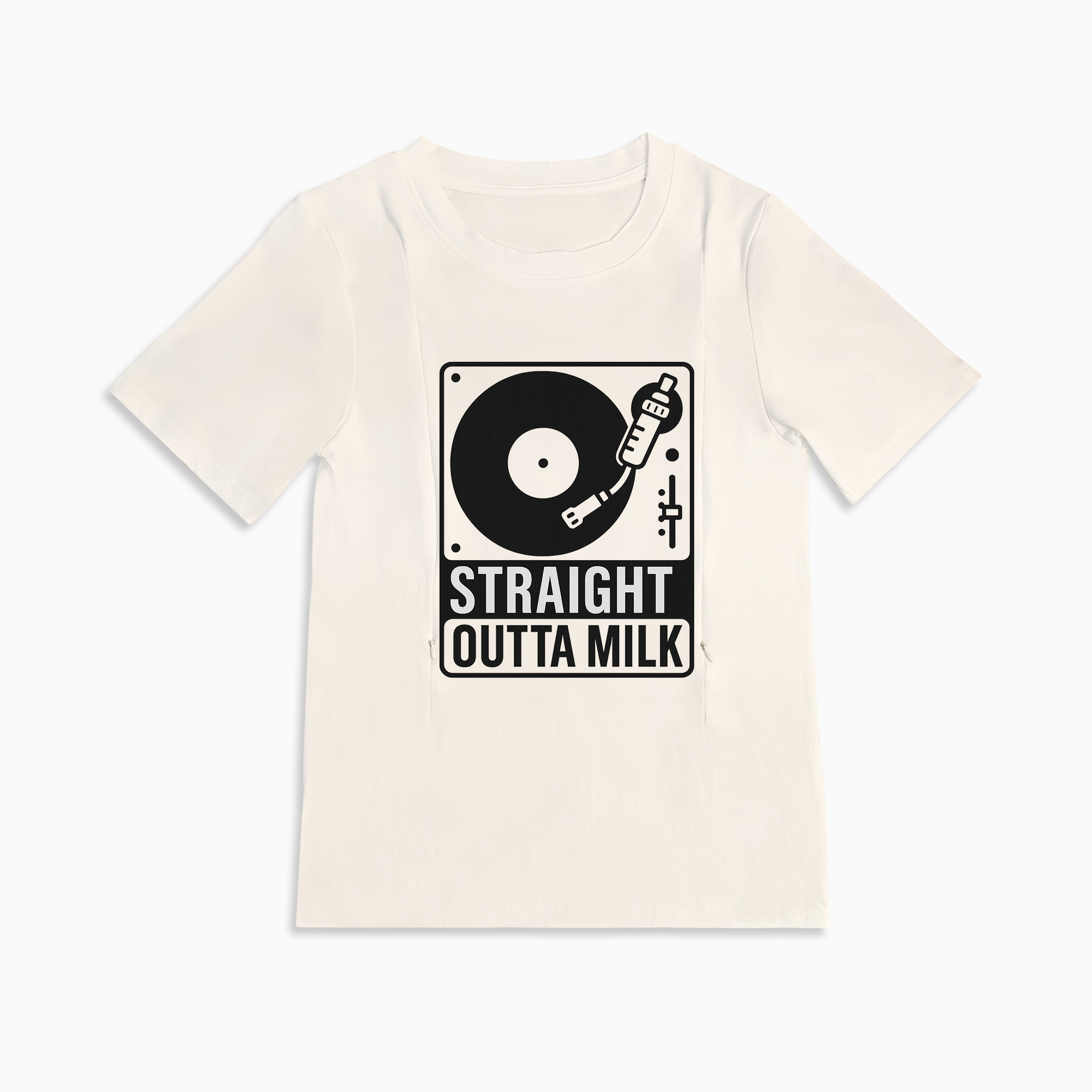 Funny Nursing Tee | "Straight Outta Milk" Slogan with Side Zippers