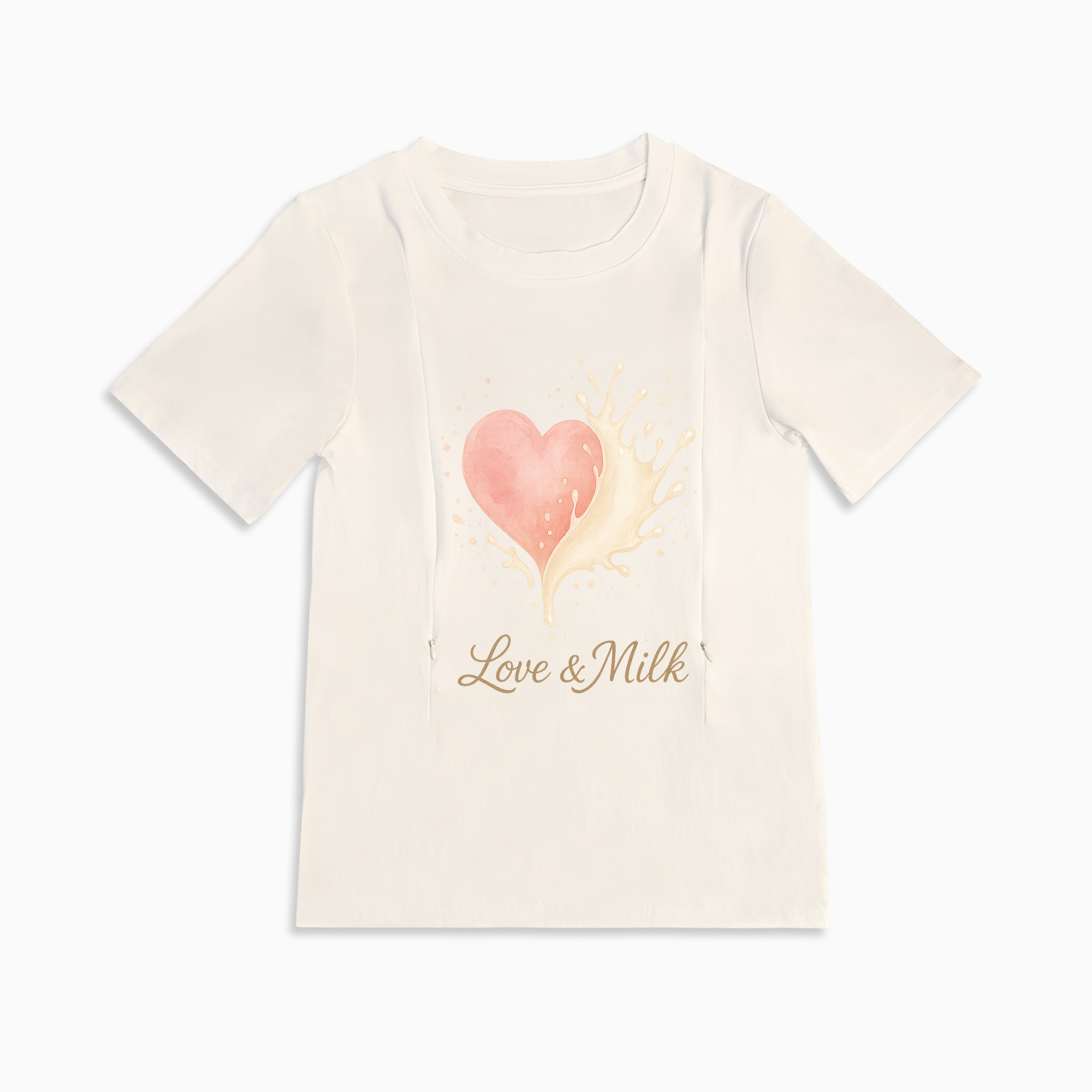 totkeeps Love & Milk Nursing Tee | Soft Cotton Side Zipper Top