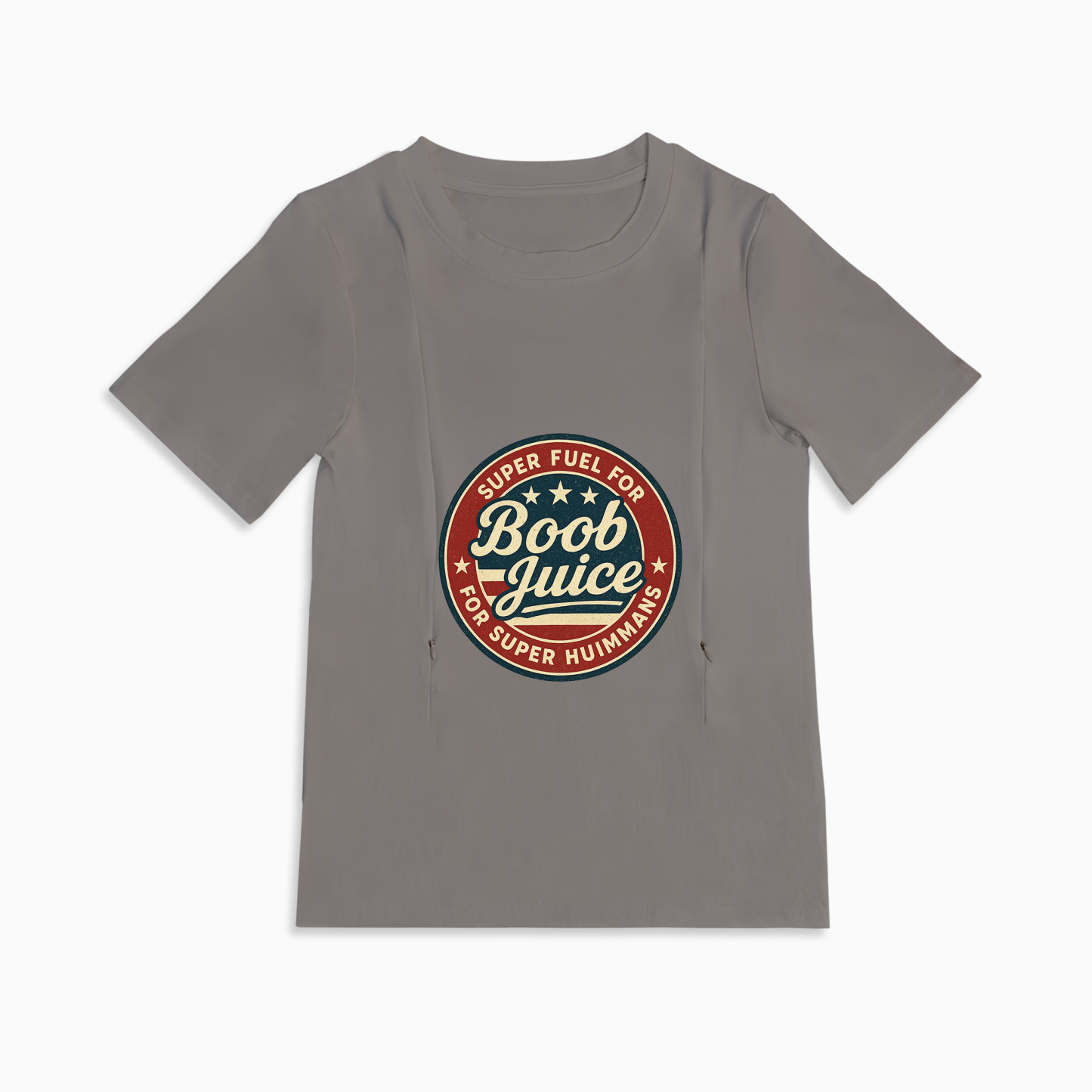 Funny Nursing Tee "Boob Juice" | Soft Cotton Shirt with Zipper Access
