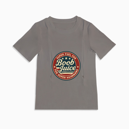 Funny Nursing Tee "Boob Juice" | Soft Cotton Shirt with Zipper Access