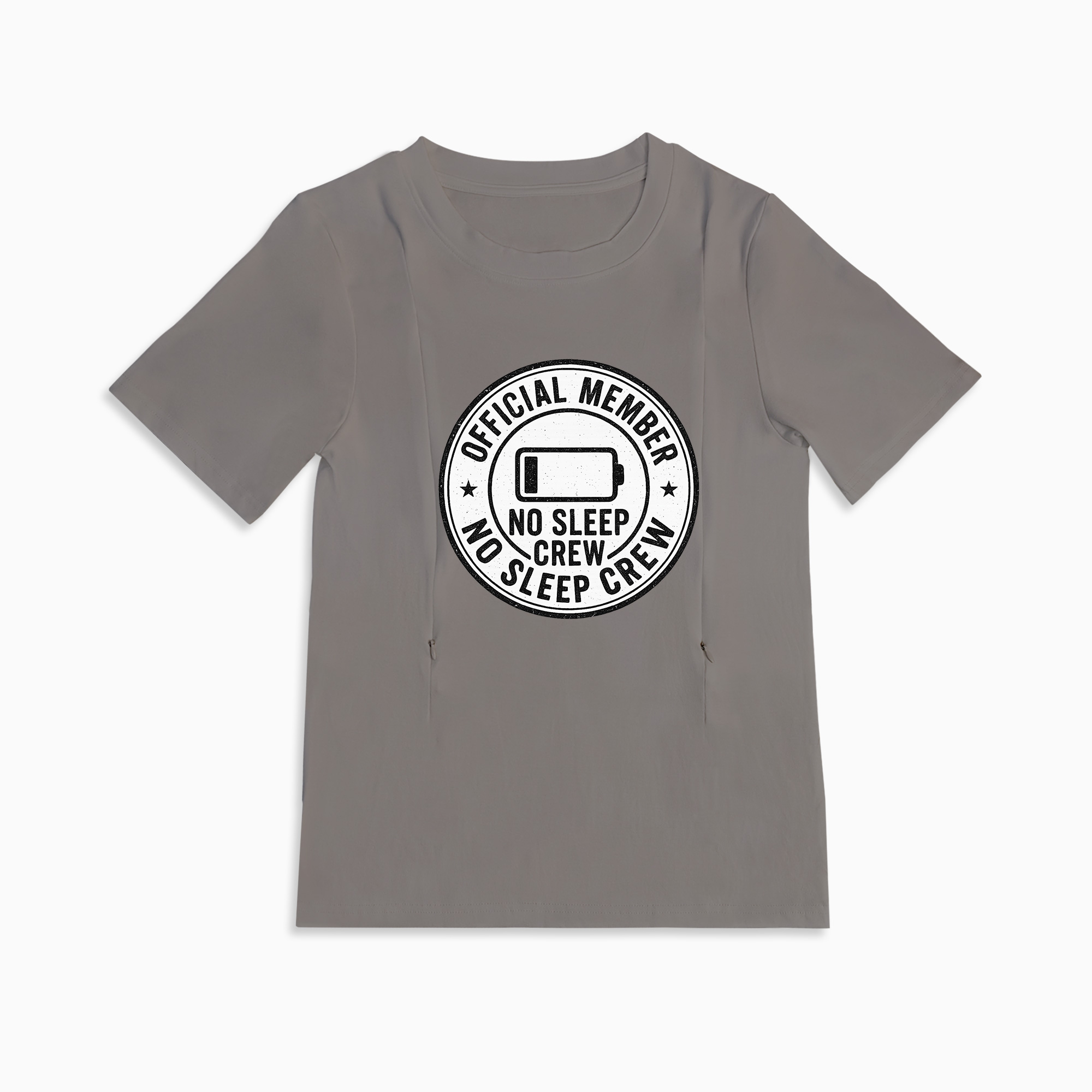 totkeeps No Sleep Crew Nursing Tee | Funny Cotton Breastfeeding Shirt