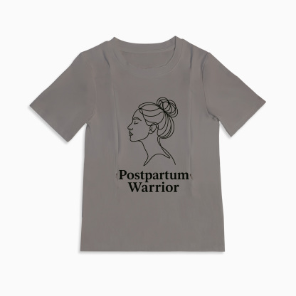 Postpartum Warrior Nursing Tee | Side Zipper for Easy Breastfeeding