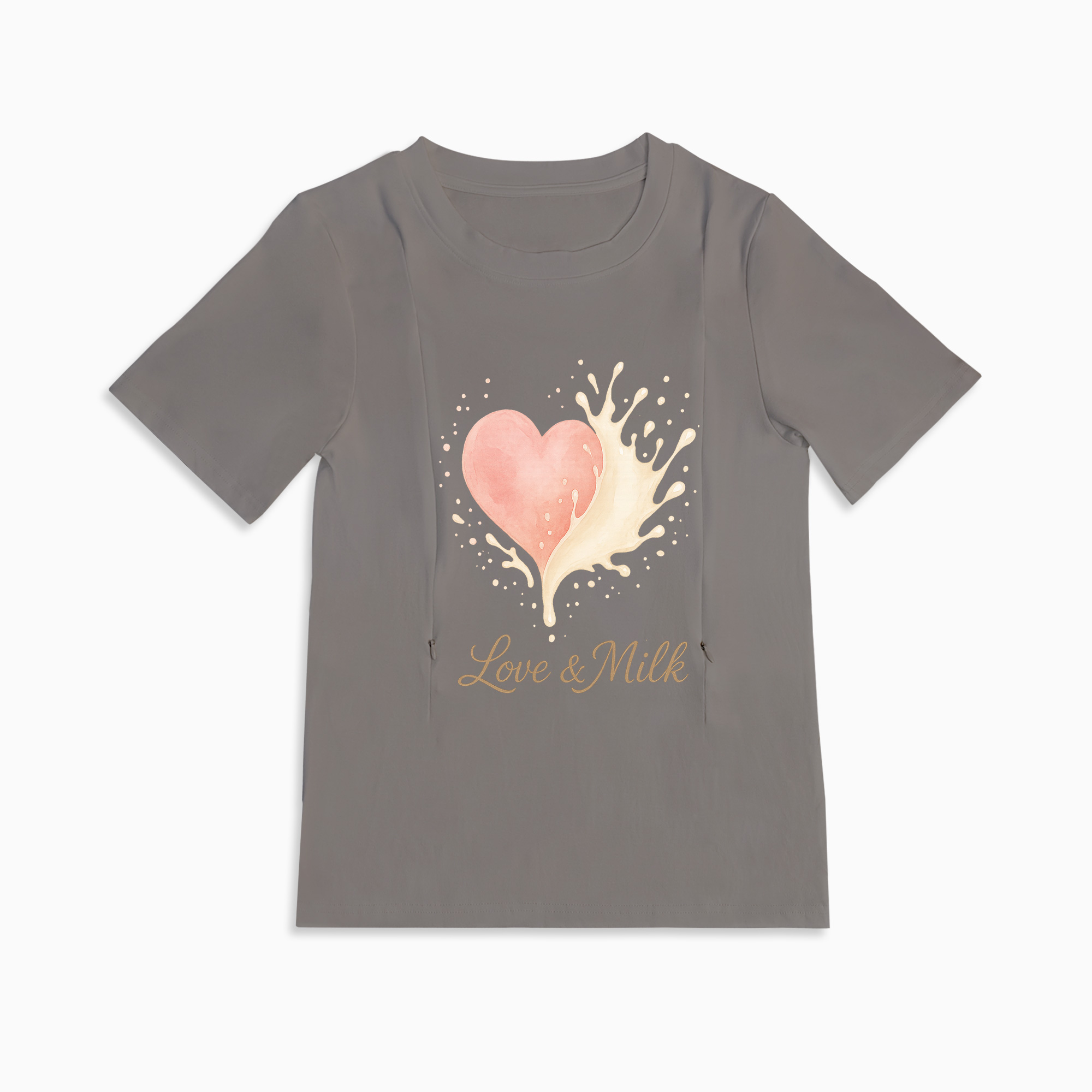 totkeeps Love & Milk Nursing Tee | Soft Cotton Side Zipper Top