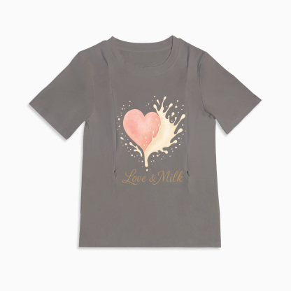 totkeeps Love & Milk Nursing Tee | Soft Cotton Side Zipper Top