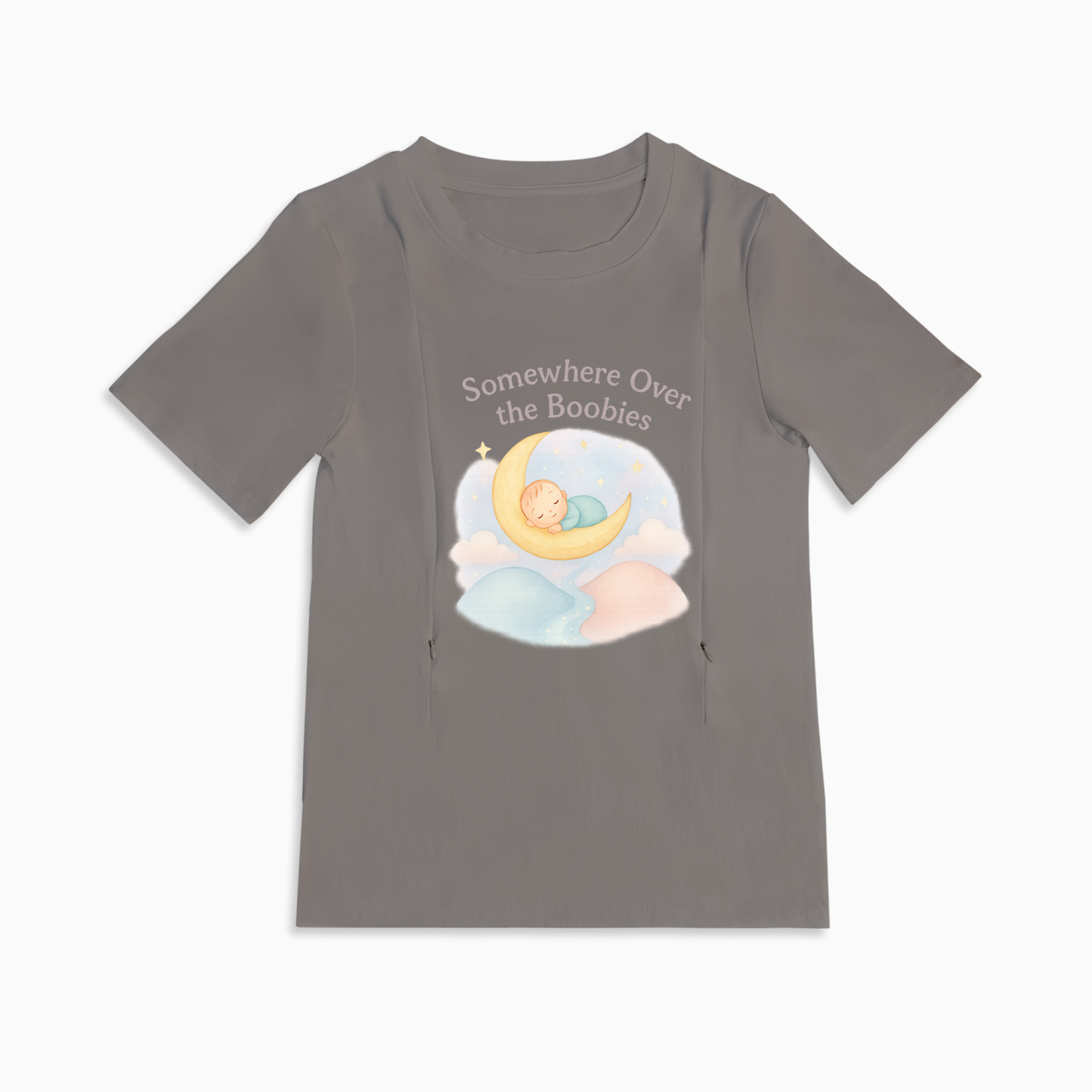 Funny Nursing T-Shirt | "Somewhere Over the Boobies" | Side Zippers