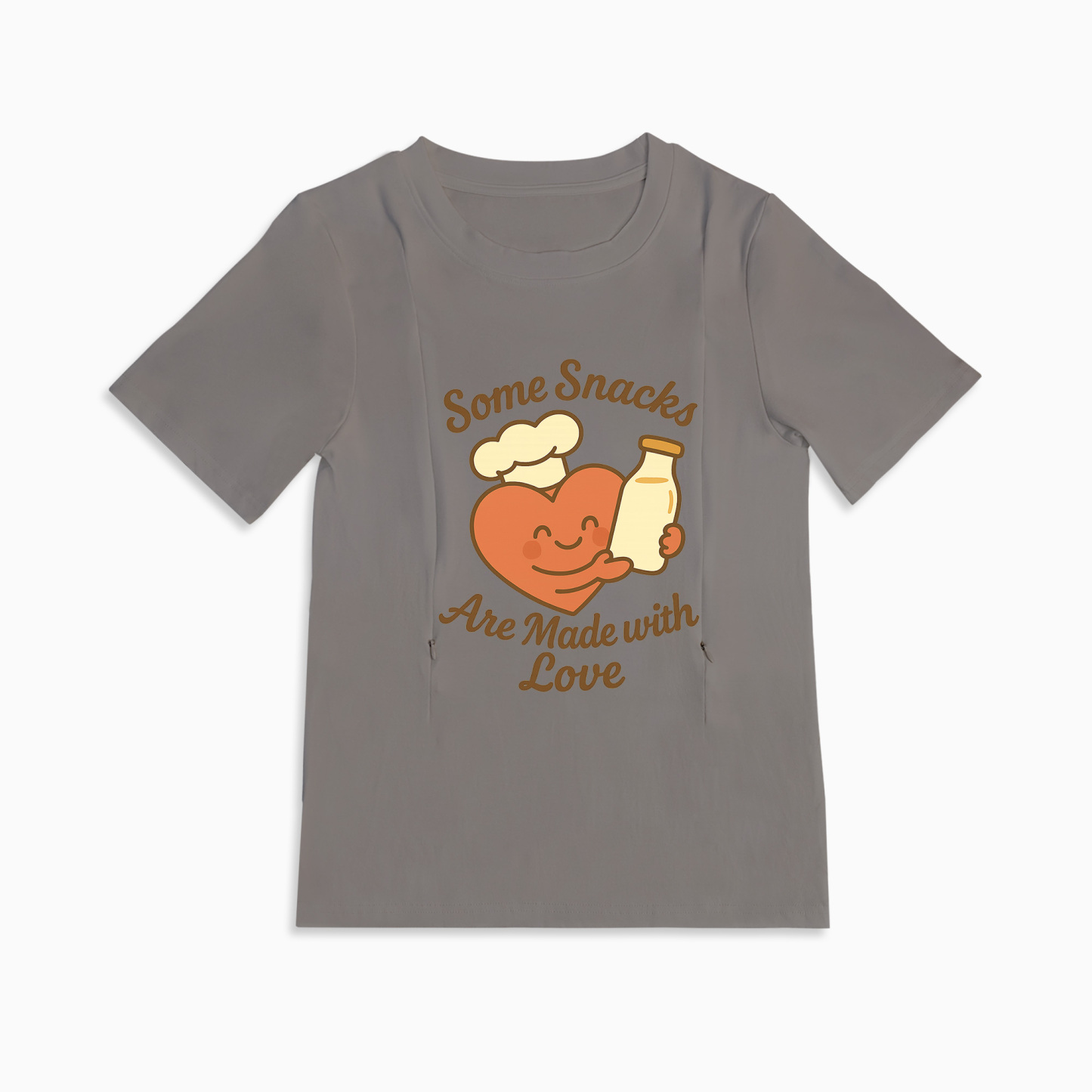 Zipper Nursing T-Shirt | "Snacks Made with Love" Slogan | Totkeeps