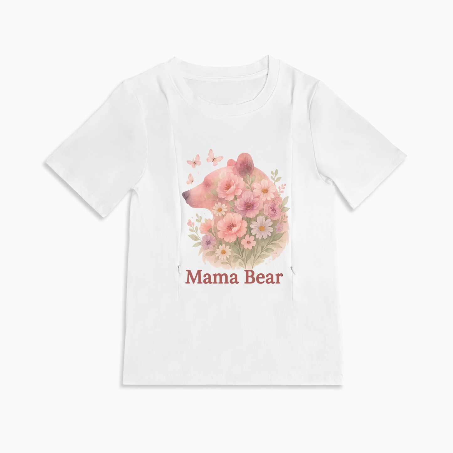 Mama Bear Zipper Nursing Top | Soft 95% Cotton Breastfeeding Shirt