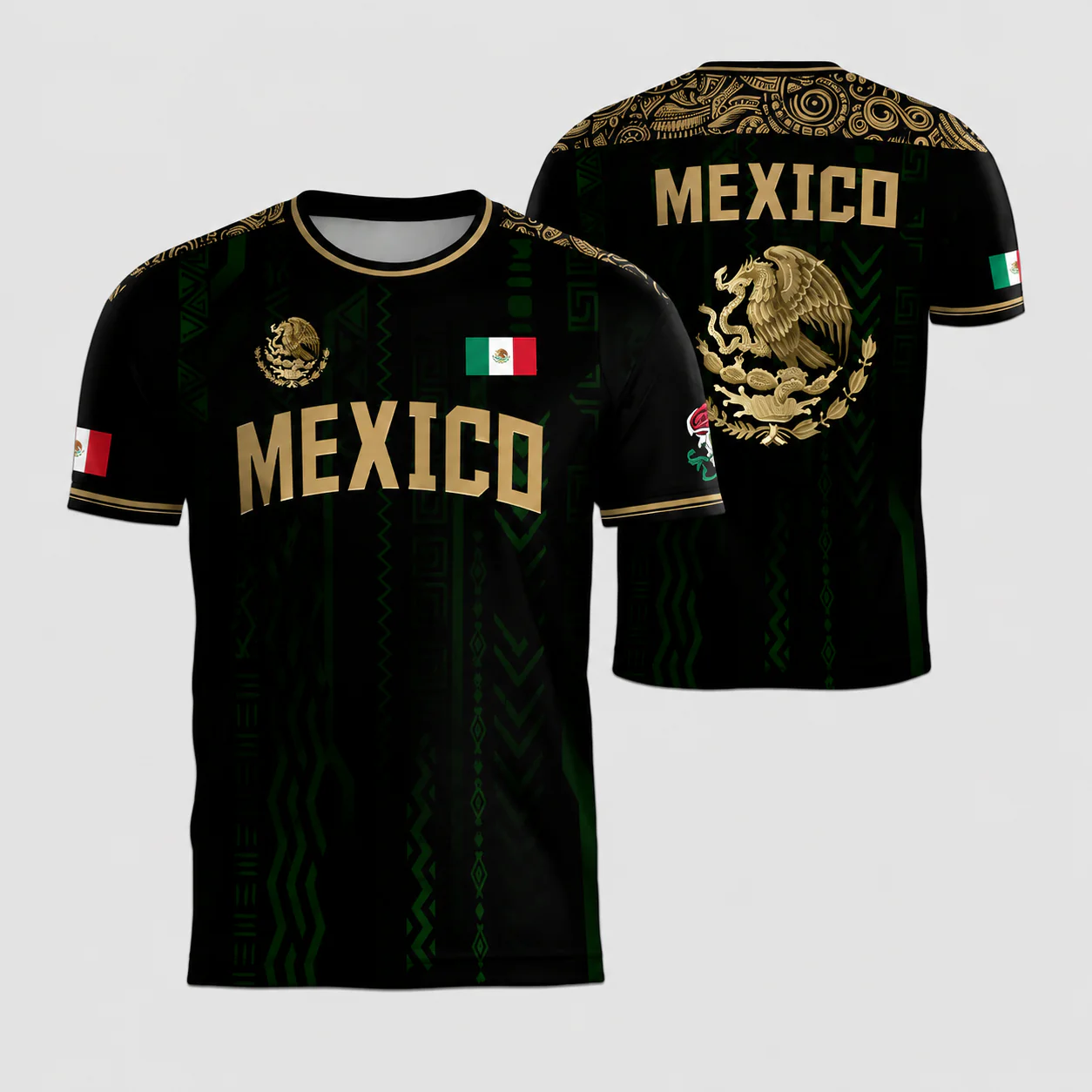 Mexico Soccer Jersey - Black & Gold Aztec Eagle Training Shirt